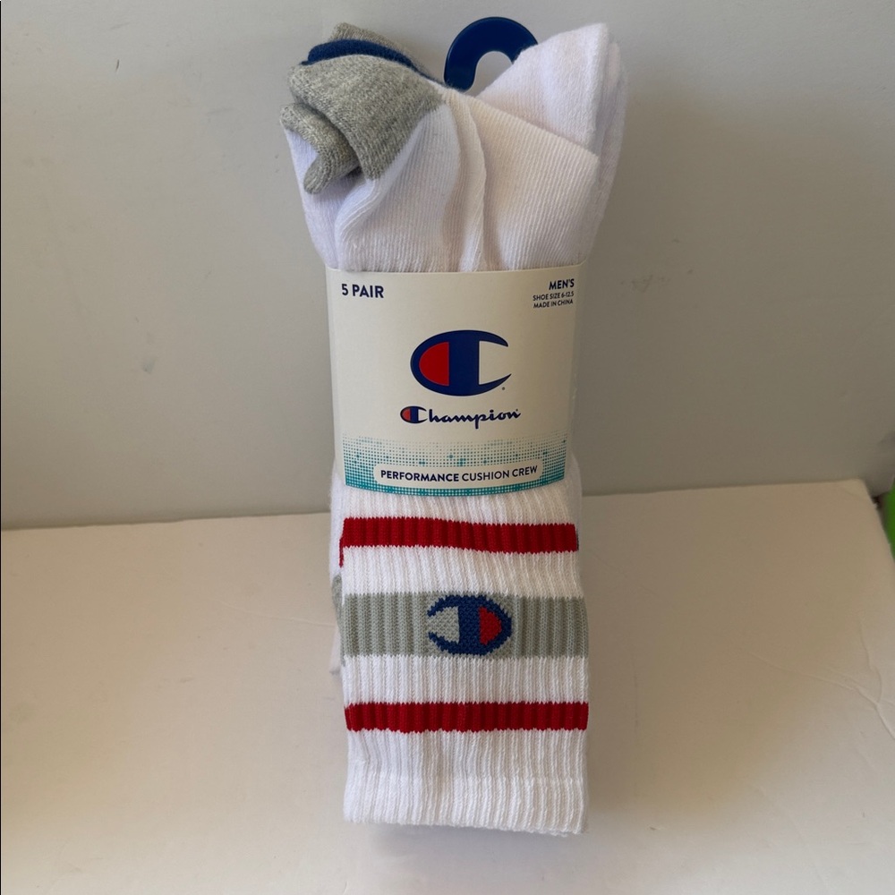 New Men’s Champion Crew Socks 5 Pair